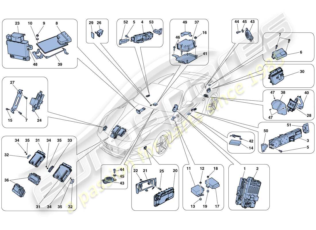 ferrari f12 berlinetta (rhd) teilediagramm für fahrzeug-ecus