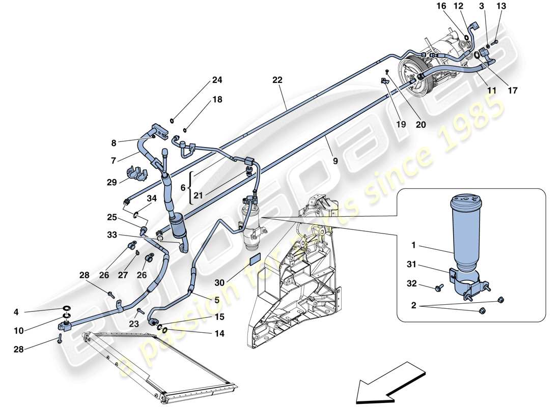 ferrari 458 speciale (rhd) ac-system - freon-teilediagramm