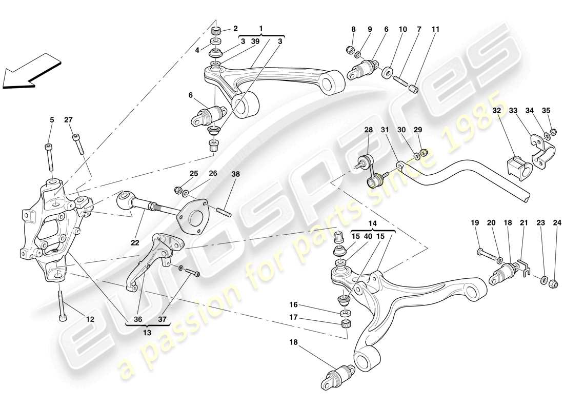 ferrari 599 sa aperta (europe) hinterradaufhängung - lenker und stabilisator teilediagramm