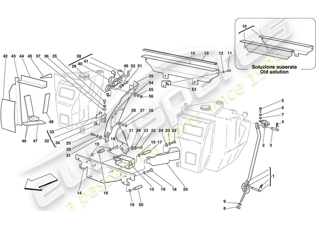 ferrari f430 coupe (usa) kraftstofftanks - befestigungselemente und schutzvorrichtungen ersatzteildiagramm