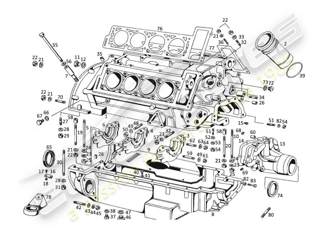 maserati kyalami motorgehäuse teilediagramm