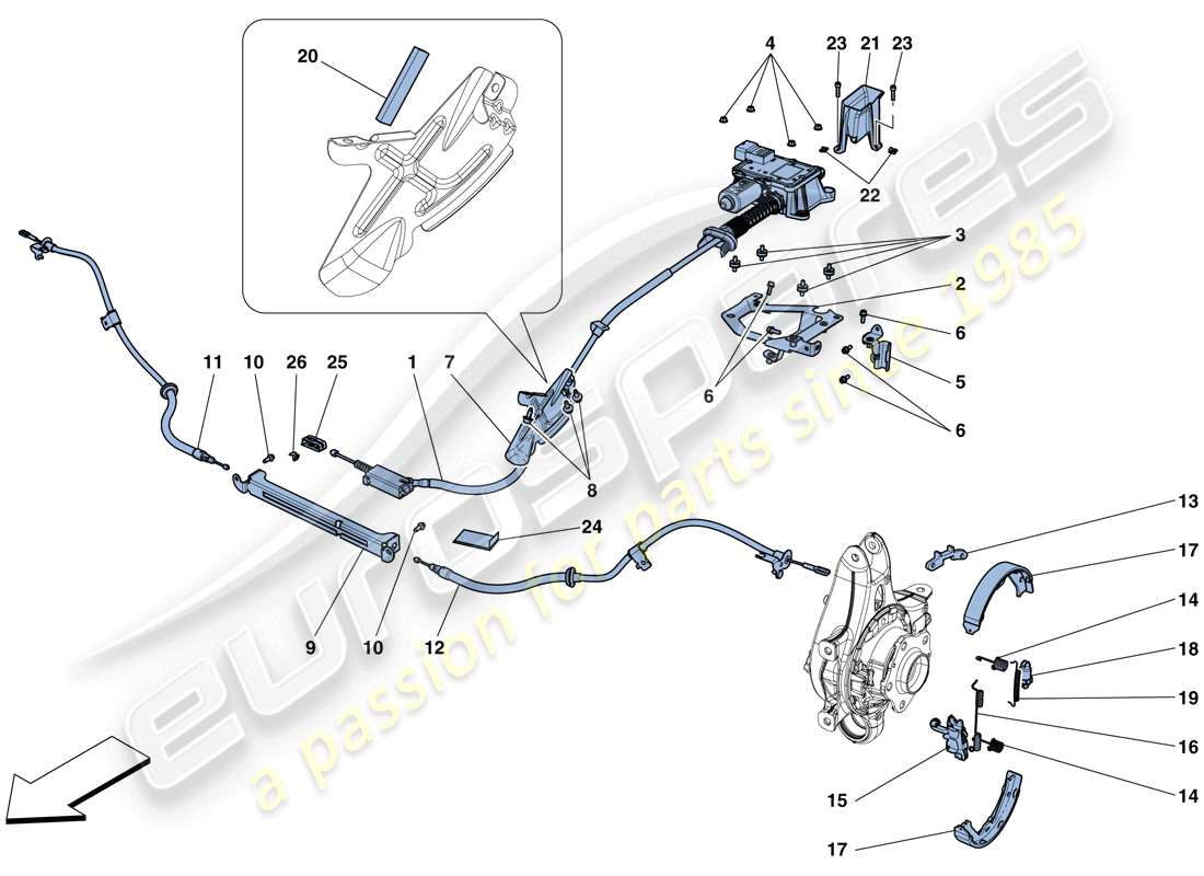 ferrari f12 berlinetta (usa) steuerung der feststellbremse teilediagramm