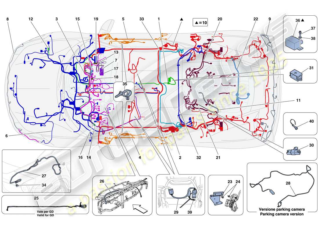 ferrari 458 italia (usa) hauptkabelbäume teilediagramm