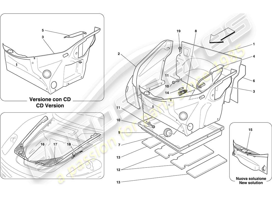 ferrari f430 coupe (europe) vordere fachverkleidung ersatzteildiagramm