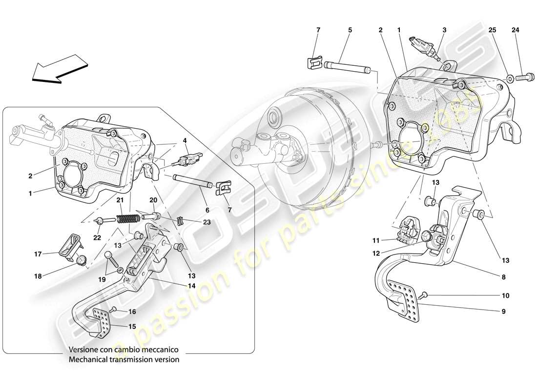 ferrari 599 gtb fiorano (rhd) pedal board teilediagramm
