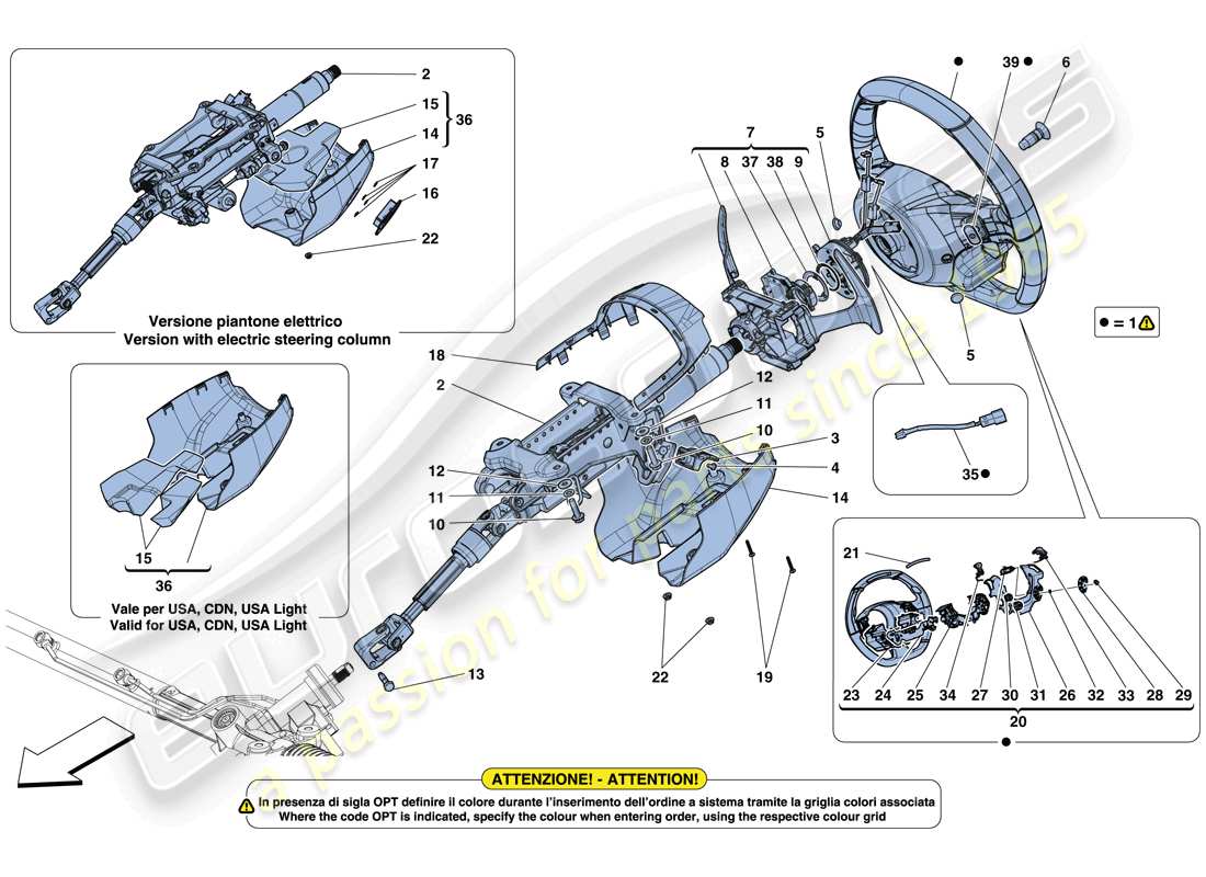 ferrari 488 spider (europe) lenksteuerung teilediagramm