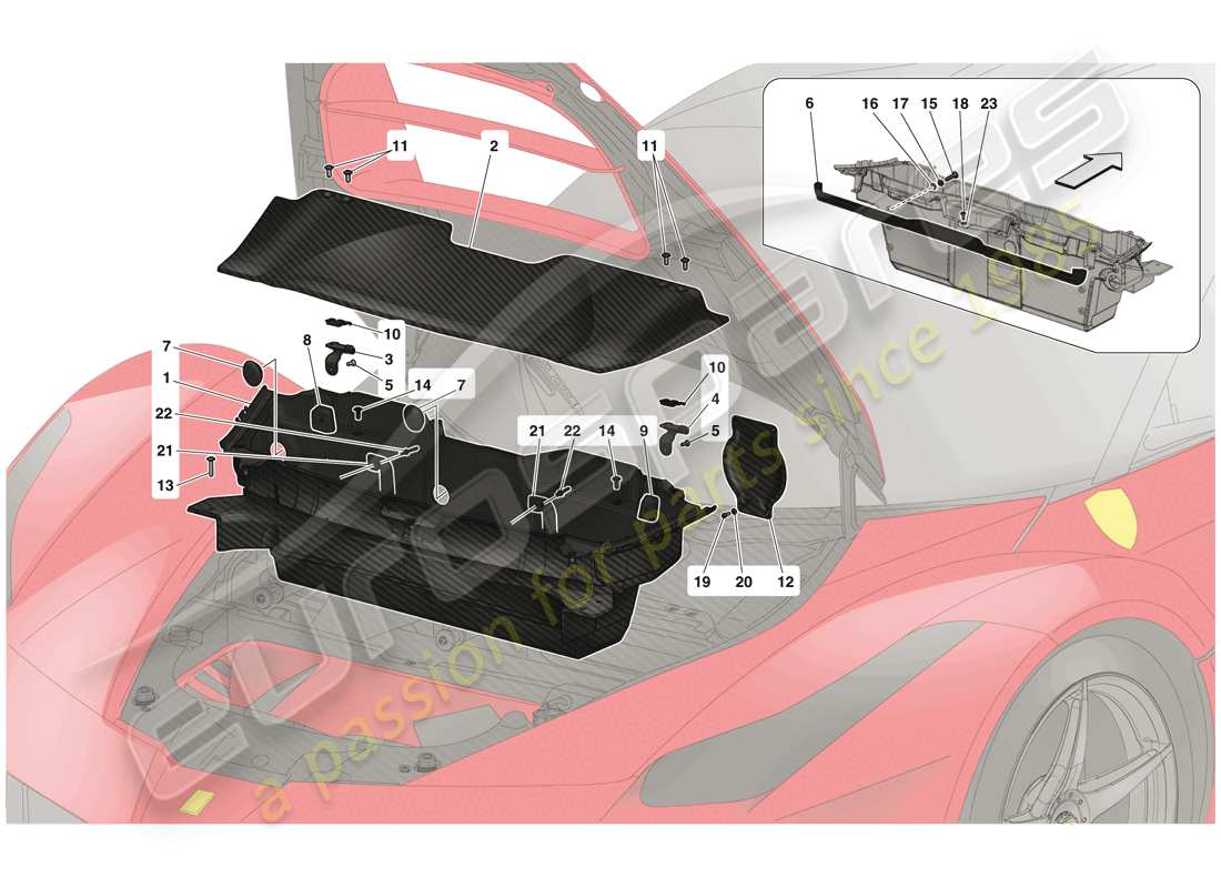 ferrari laferrari (usa) gepäckraummatten teilediagramm