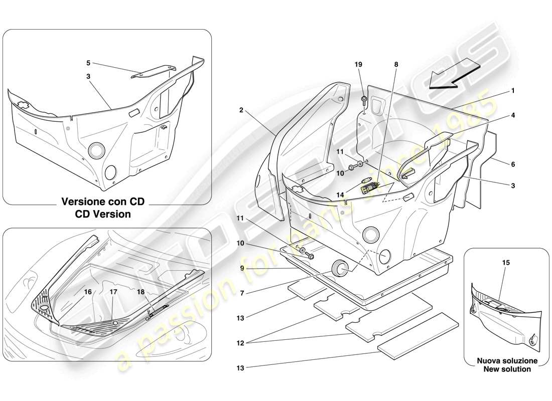 ferrari f430 spider (europe) vordere fachverkleidung ersatzteildiagramm