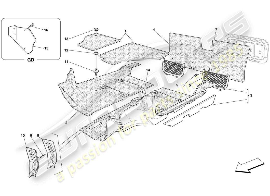 ferrari f430 spider (europe) fahrgastraummatten ersatzteildiagramm