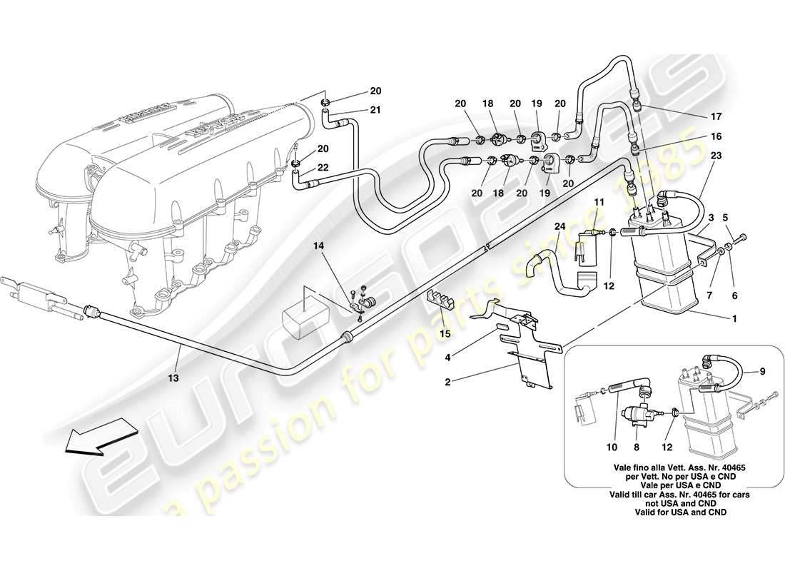 ferrari f430 coupe (europe) teilediagramm für das verdunstungsemissions-kontrollsystem