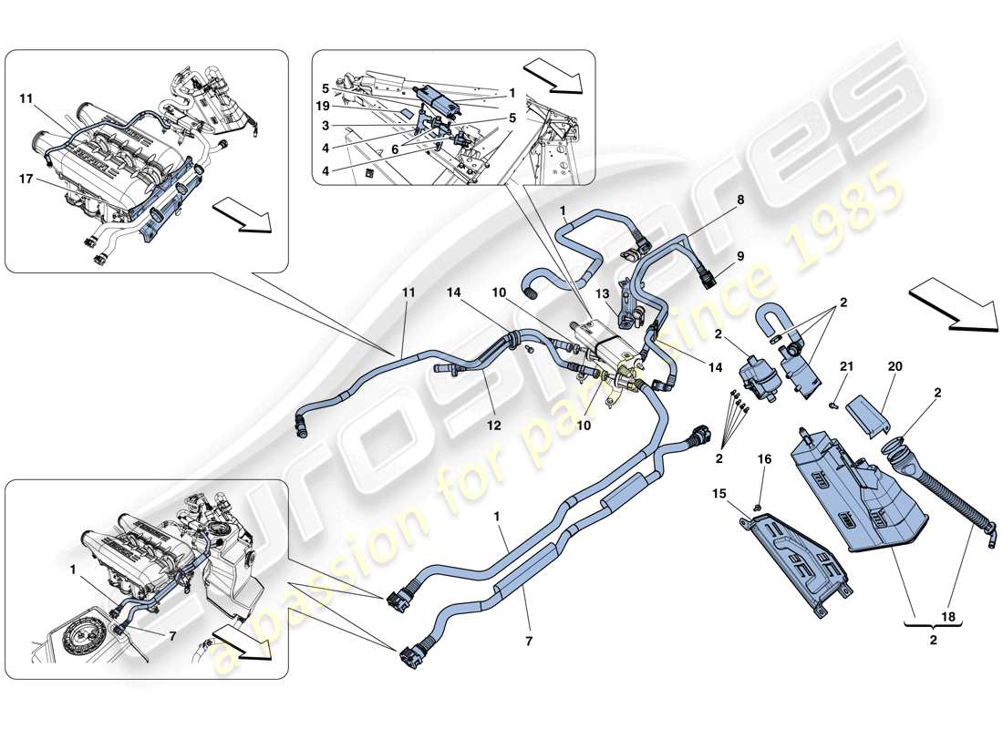 ferrari 458 spider (rhd) teilediagramm für das verdunstungsemissions-kontrollsystem