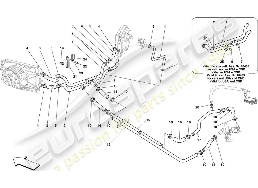 ferrari f430 coupe (rhd) teilediagramm des kühlsystems