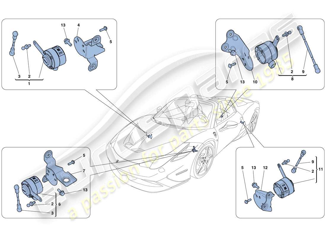 ferrari 458 speciale aperta (rhd) elektronisches management (aufhängung) teilediagramm