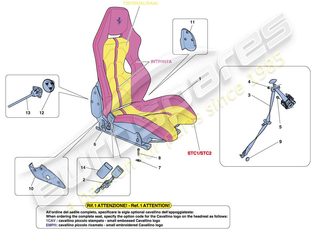 ferrari 458 speciale aperta (usa) rennsitz ersatzteildiagramm