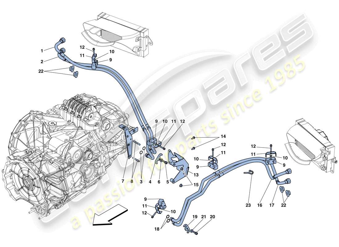 ferrari 458 speciale aperta (europe) getriebeöl-schmierung und kühlsystem teilediagramm