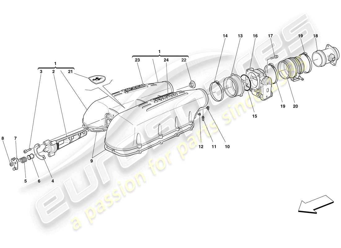 ferrari f430 scuderia (europe) ansaugkrümmer-abdeckung ersatzteildiagramm