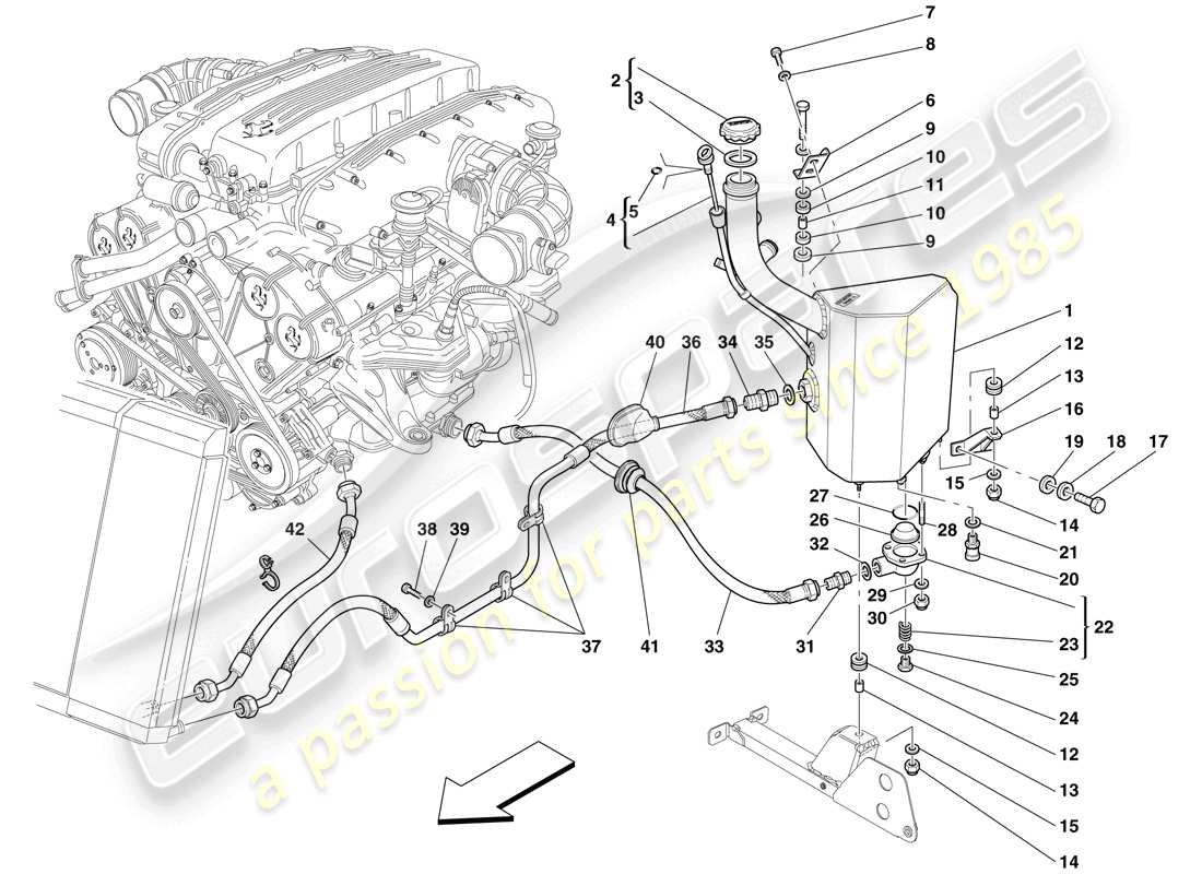 ferrari 612 sessanta (rhd) schmiersystem - tank ersatzteildiagramm