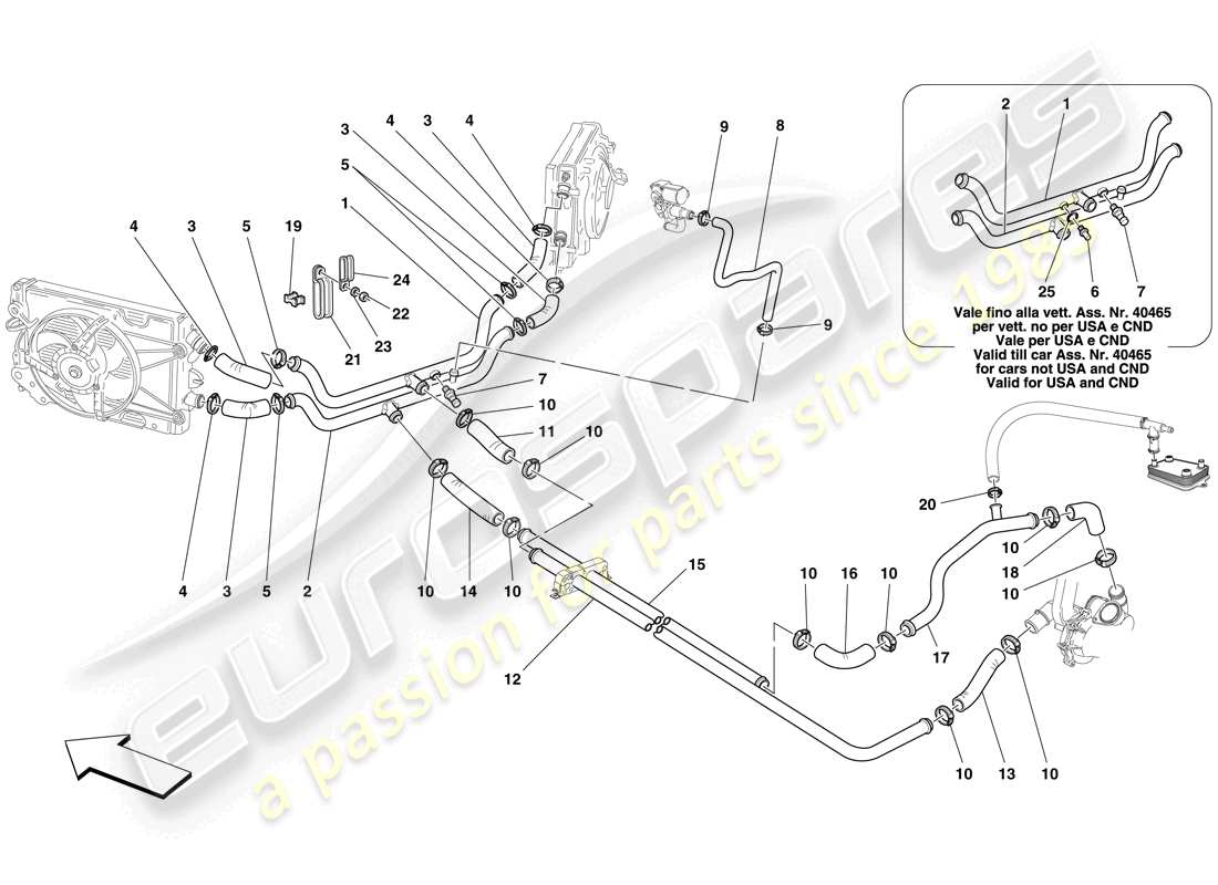 ferrari f430 spider (rhd) teilediagramm des kühlsystems