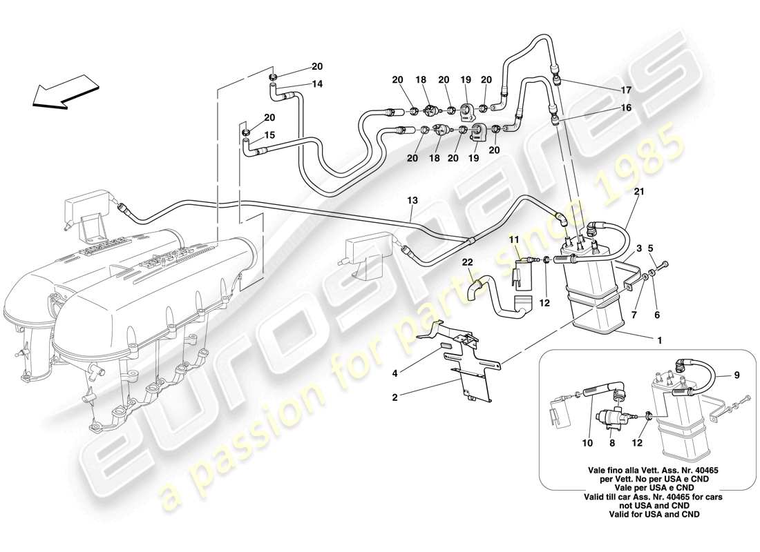 ferrari f430 spider (rhd) teilediagramm für das verdunstungsemissions-kontrollsystem