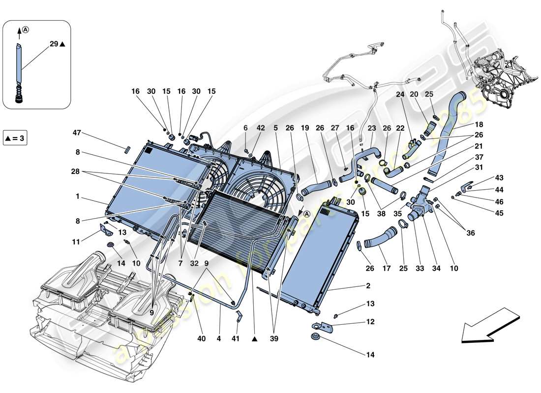 ferrari gtc4 lusso (usa) kühlung - kühler und luftkanäle ersatzteildiagramm