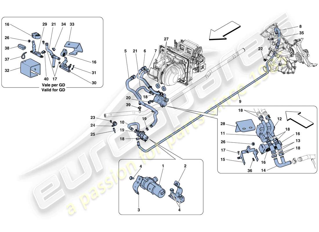 ferrari 458 spider (rhd) ac-system - wasser teilediagramm