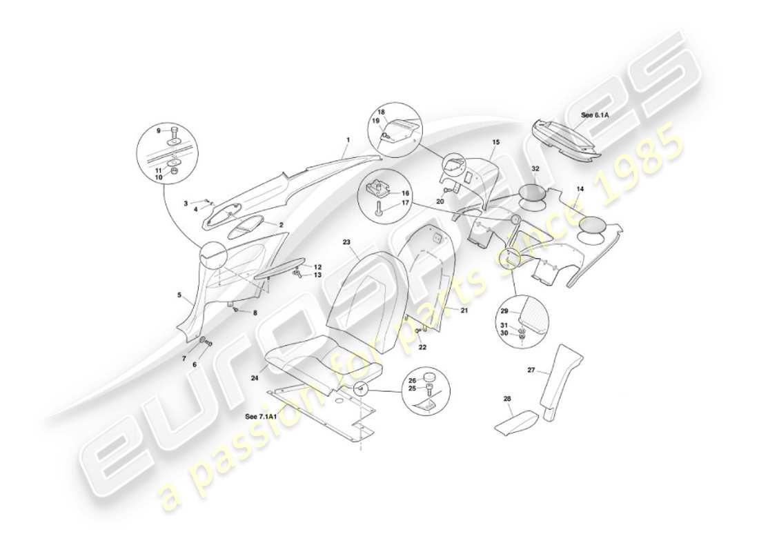 aston martin vanquish (2004) heckverkleidung, 2+2 teilediagramm