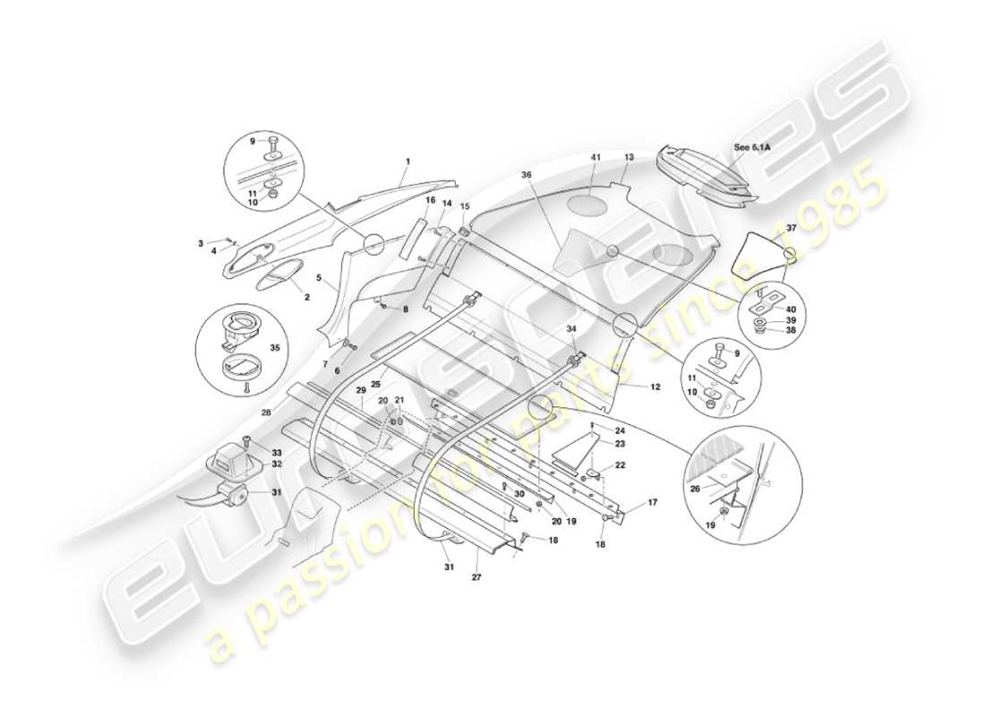 aston martin vanquish (2004) heckverkleidung, 2+0 teilediagramm