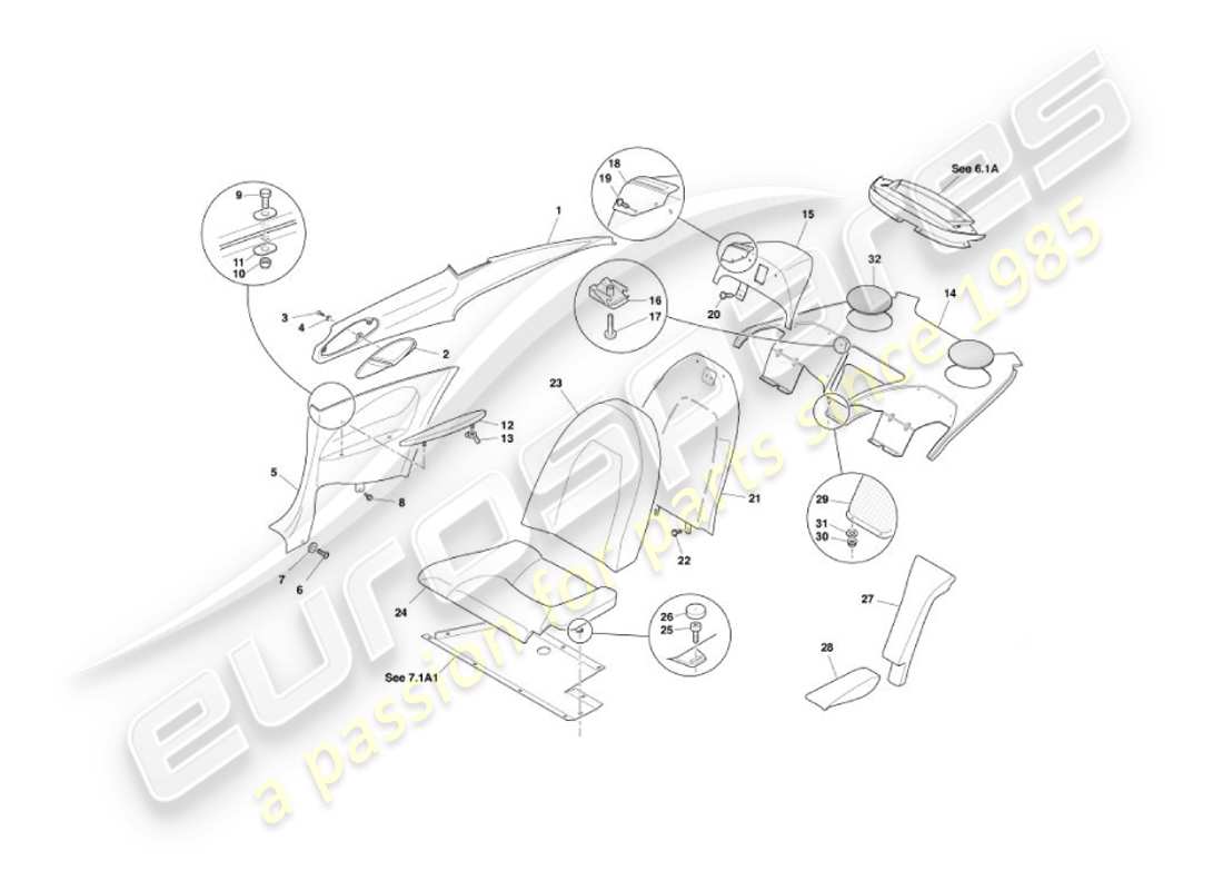 aston martin vanquish (2003) heckverkleidung, 2+2 teilediagramm