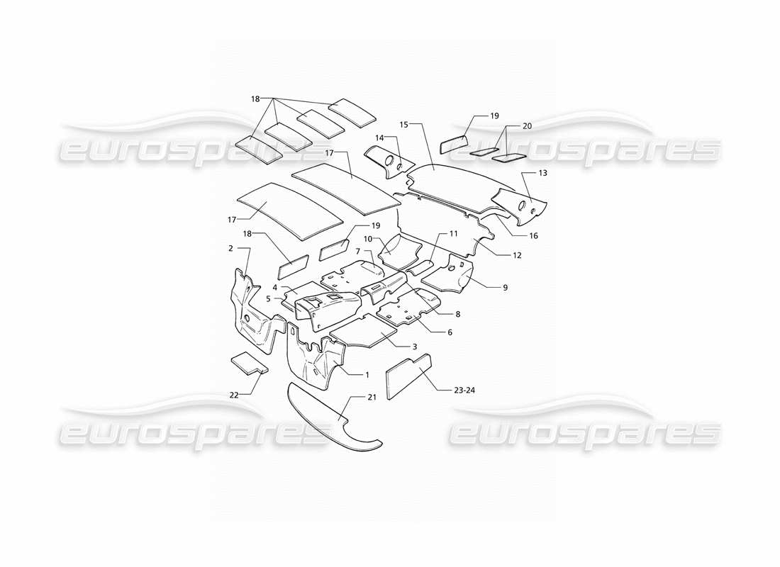 maserati qtp v6 (1996) insulation (lhd) part diagram