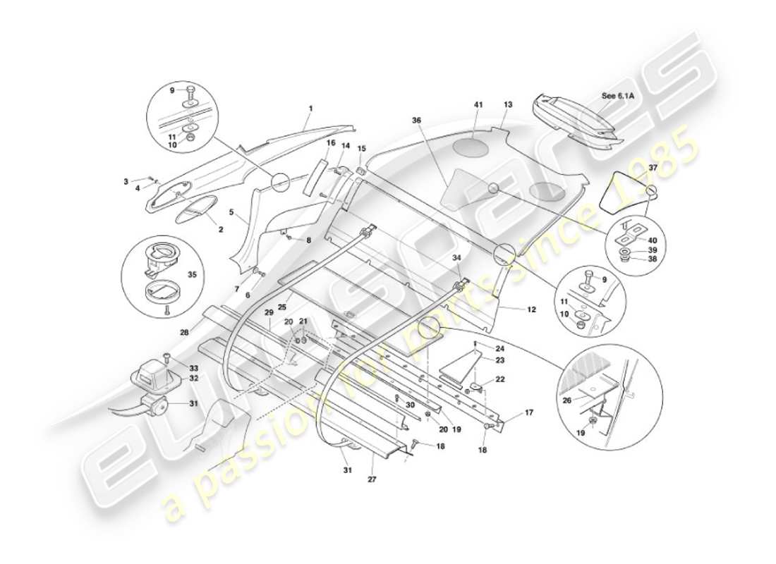 aston martin vanquish (2007) heckverkleidung, 2+0 teilediagramm