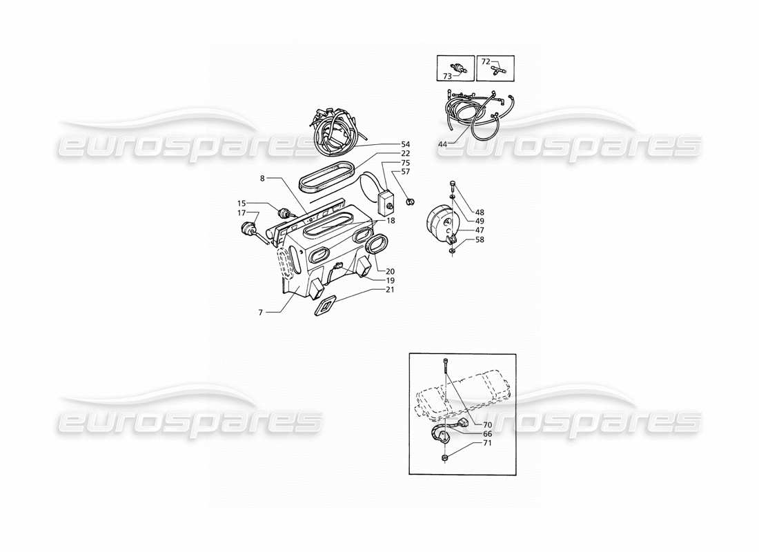 maserati qtp v6 (1996) teilediagramm für automatische klimaanlage (rhd)
