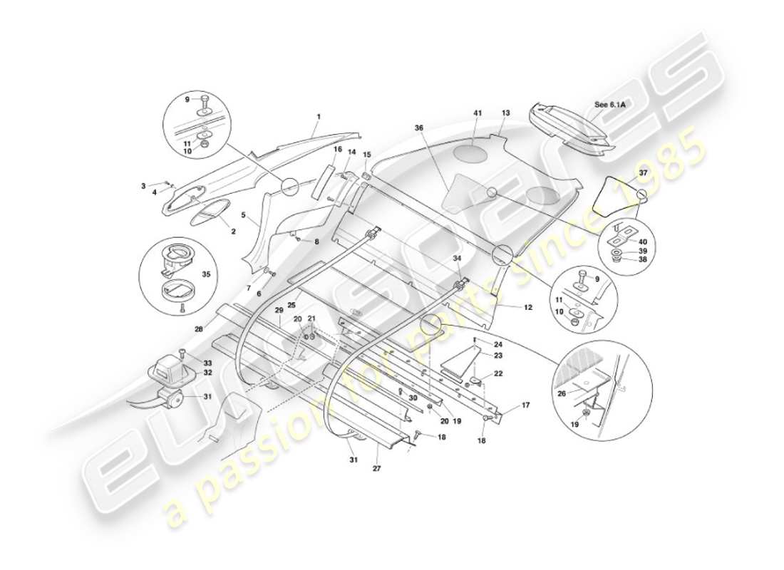 aston martin vanquish (2006) heckverkleidung, 2+0 teilediagramm