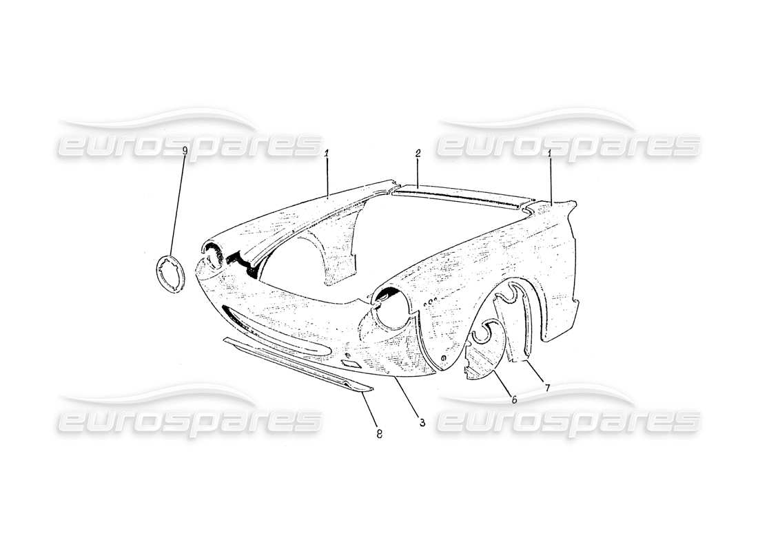 ferrari 330 gtc (coachwork) frontendplatten (edizione 1 und 2) ersatzteildiagramm
