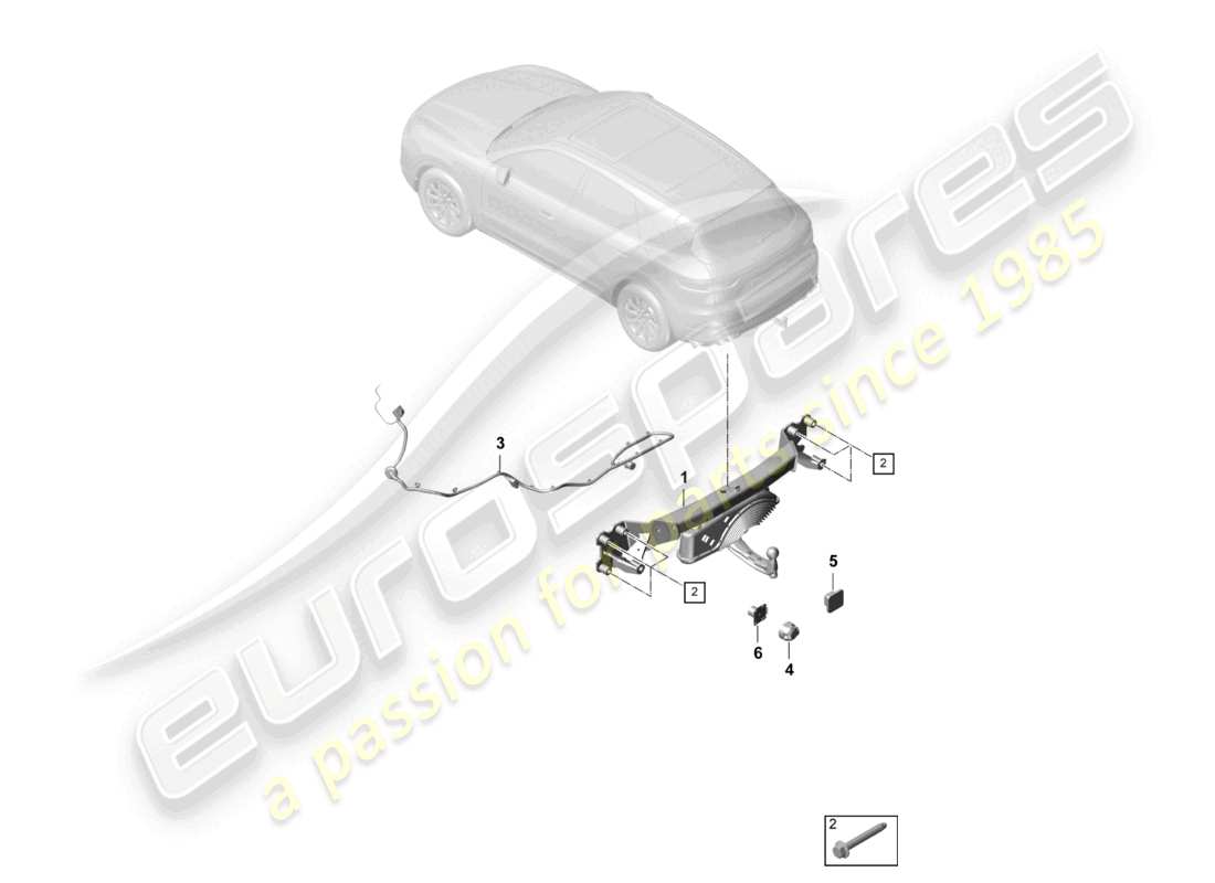 porsche 2022 (cayenne e3 9ya/9yb) anhängerkupplung - ersatzteildiagramm