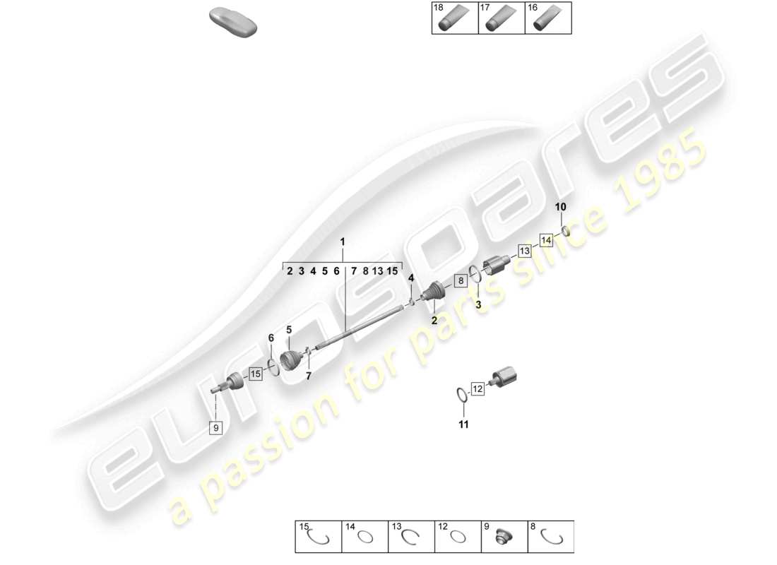 porsche 2026 (taycan 9j1-2) antriebswelle teilediagramm