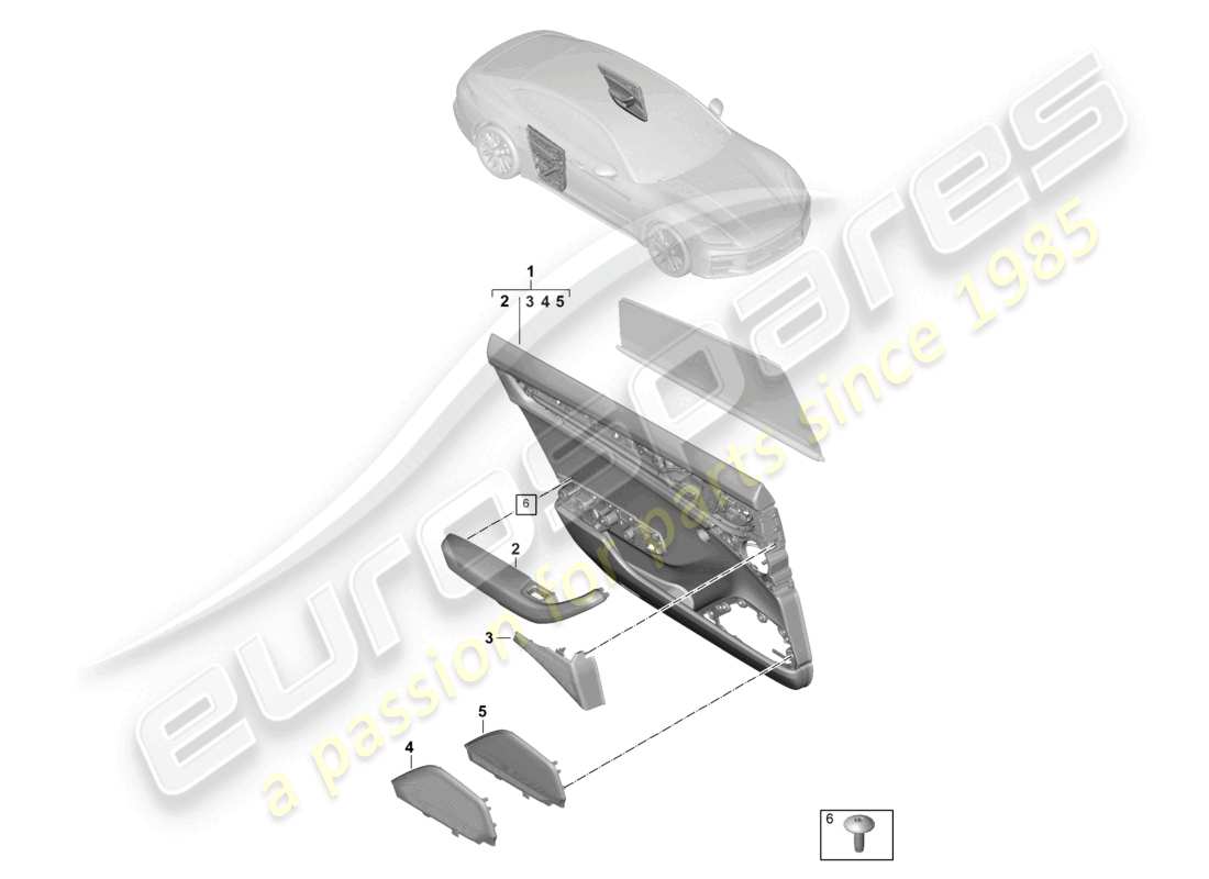 porsche 2024 (panamera 976) türverkleidung hintertüren mit sonnenrollo kunstleder/leder teilediagramm