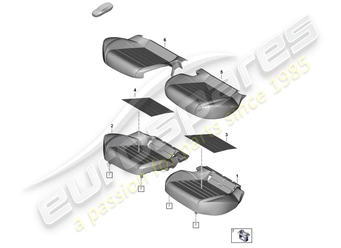porsche 2026 (panamera 976) schaumstoffteil rücksitzpolster sitzbezug teilediagramm