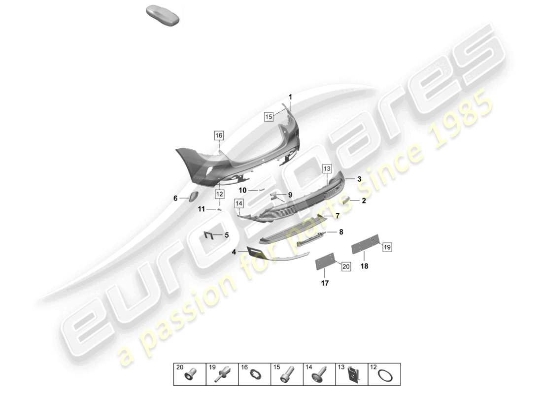 porsche 2026 (taycan 9j1-2) stoßstange hinten sondermodell teilediagramm