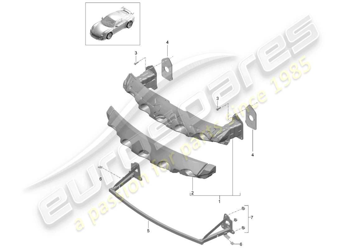 porsche 2021 (991-2 r/gt3/rs) stoßstangenträger vorne d - mj 2018>> ersatzteildiagramm