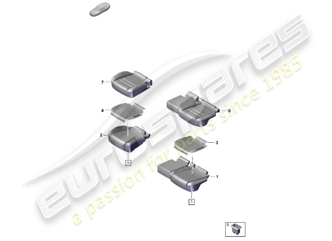 porsche 2025 (cayenne e3 pa) schaumstoffteil rücksitzpolster sitzbezug teilediagramm