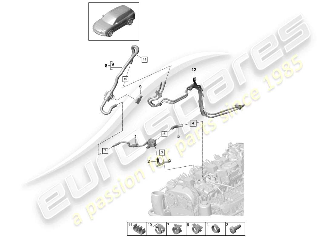 porsche 2021 (cayenne e3 9ya/9yb) entlüftungsleitung tankentlüftung teileübersicht