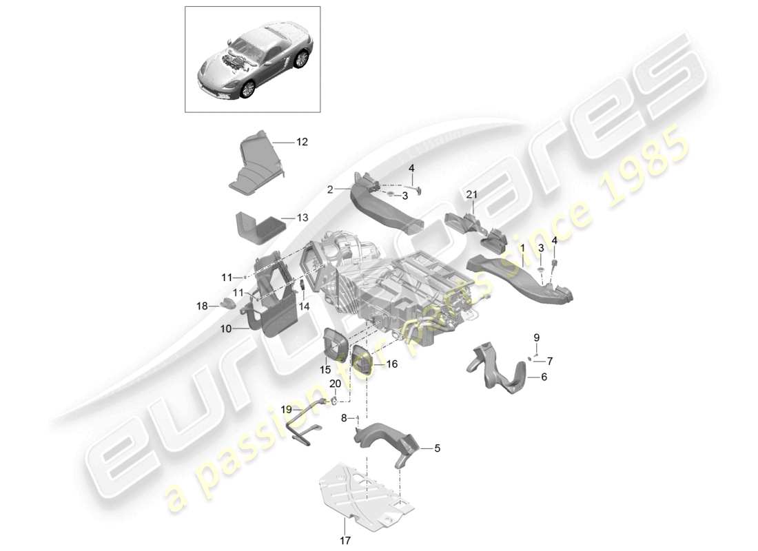 porsche 2023 (718 boxster) air guide ersatzteildiagramm