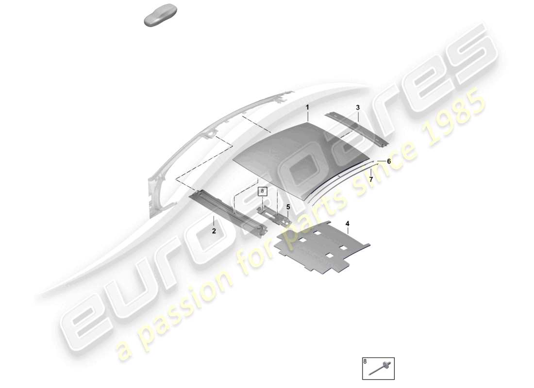 porsche 2026 (992-2 gt3) dachquerträger-teilediagramm
