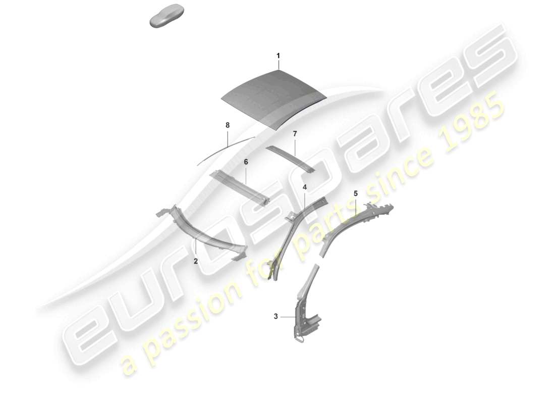 porsche 2025 (992-2 gt3/rs/st) teilediagramm der a-säule des dachs
