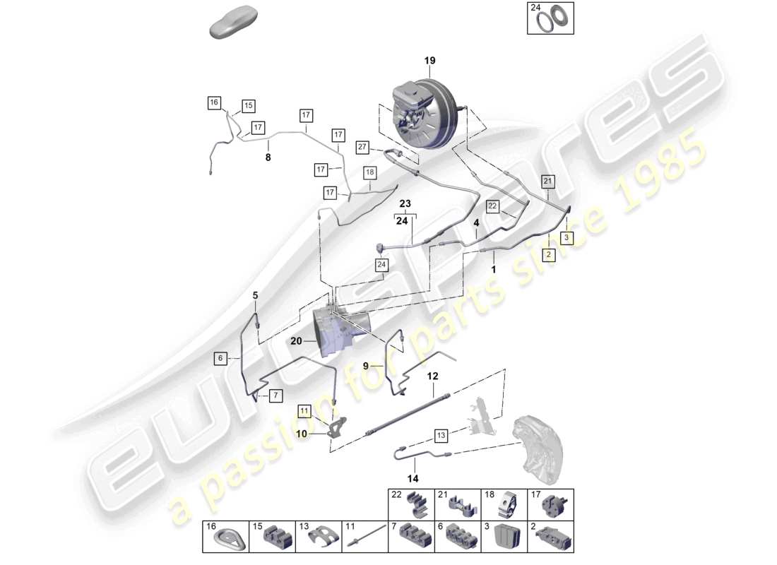 porsche 2025 (cayenne e3 pa) bremsleitung phev frontend teilediagramm