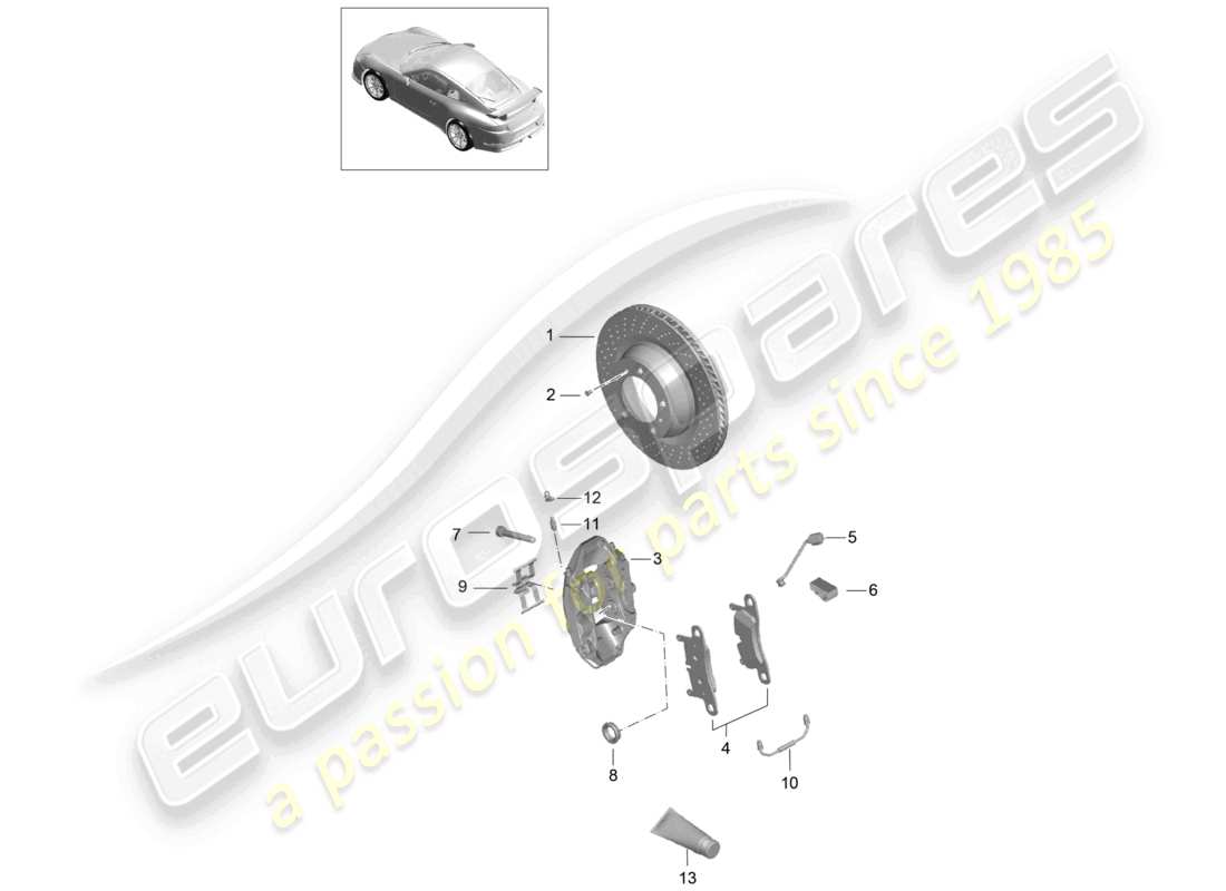 porsche 2021 (991-2 r/gt3/rs) scheibenbremse hinterachse pccb d - mj 2018>> ersatzteildiagramm