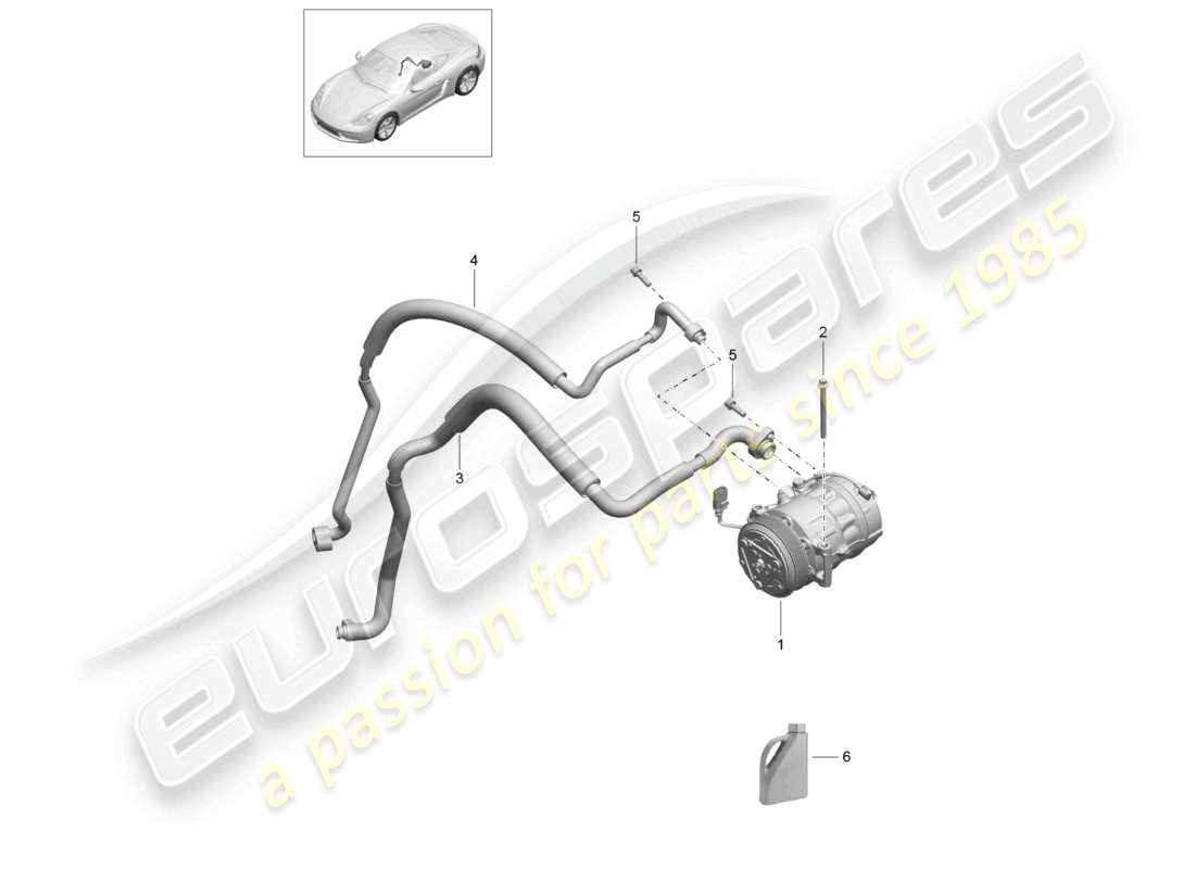 porsche 2022 (718 cayman) kompressor klimaanlage teilediagramm