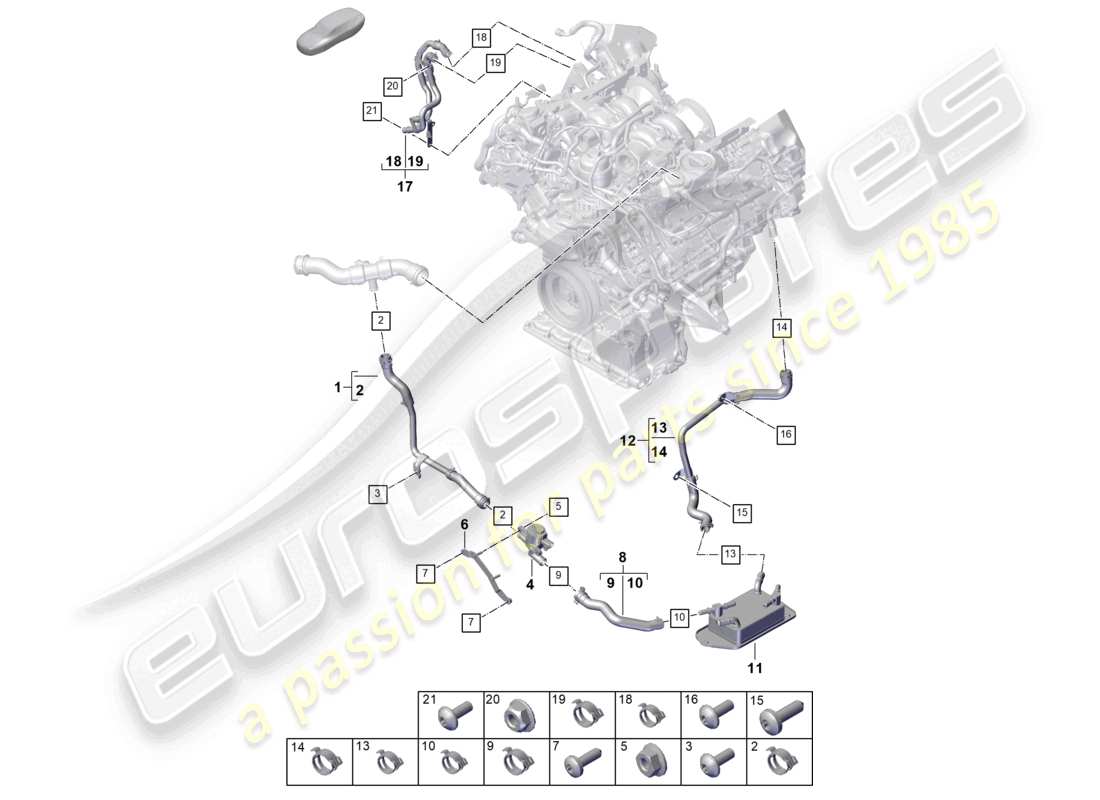 porsche 2024 (panamera 976) kühlmittelkühlsystem teilediagramm