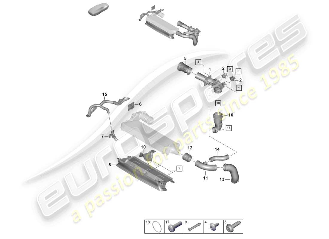 porsche 2024 (992-2) ladeluftkühler luftführung teilediagramm
