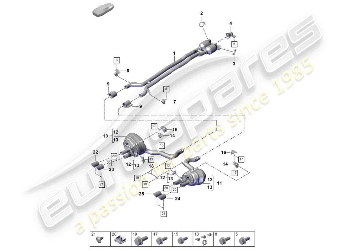 porsche 2024 (panamera 976) abgasanlage sportversion vorschalldämpfer nachschalldämpfer endrohr teilediagramm